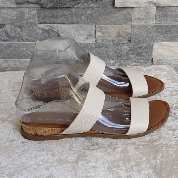 Sun + Stone White Easten Tan Cork Sandals - Picture 3 of 8